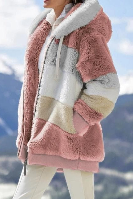 Color-Block Hooded Fleece Jacket