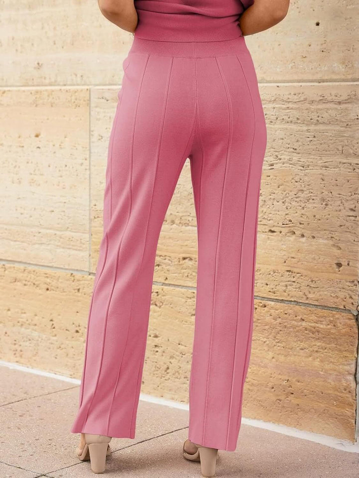 Cap Sleeve Top and Pants Knit Set