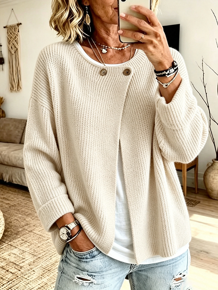 Asymmetric Ribbed Knit Cardigan
