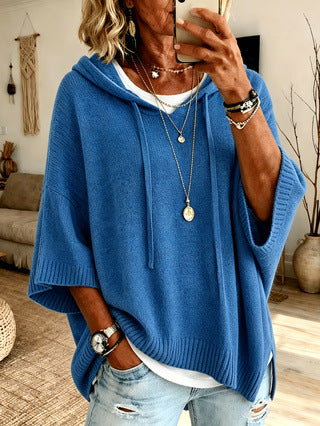 Oversized Knit Hooded Sweater