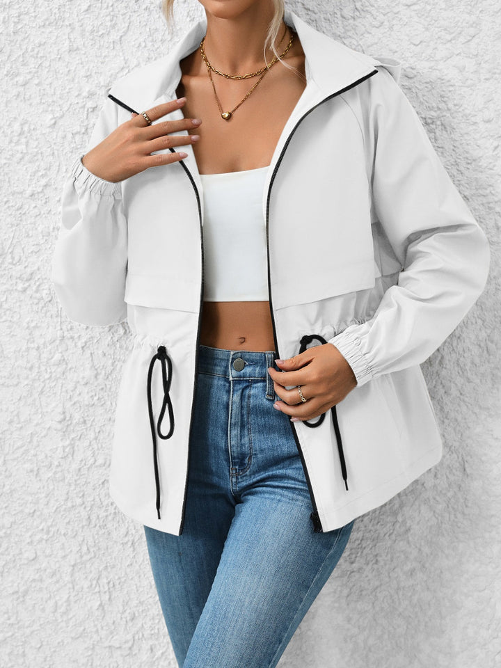 Drawstring Zip-Up Hooded Jacket