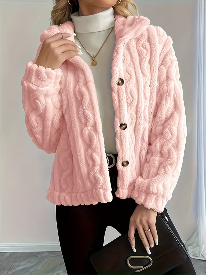 Textured Teddy Button Jacket