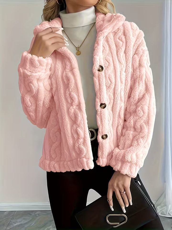 Textured Teddy Button Jacket