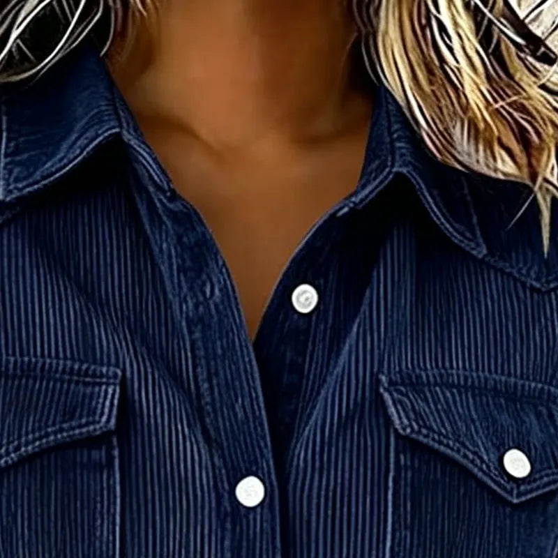 Corduroy Button-Up Shirt with Pockets