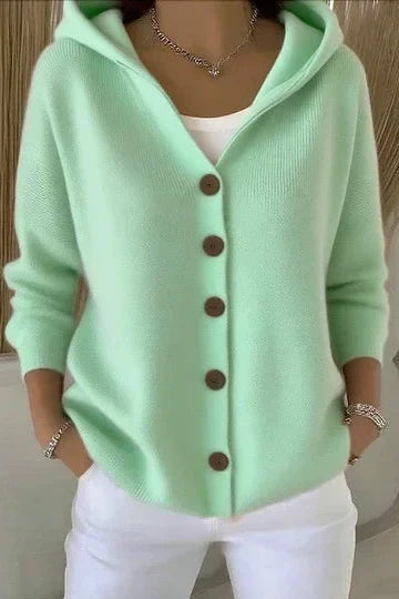 Relaxed Hooded Button Cardigan