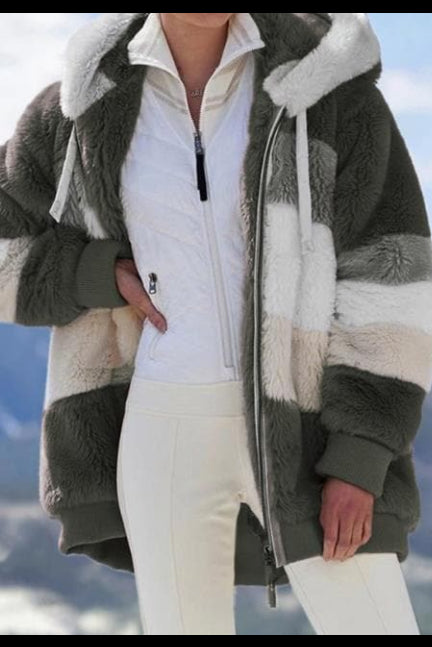 Color-Block Hooded Fleece Jacket