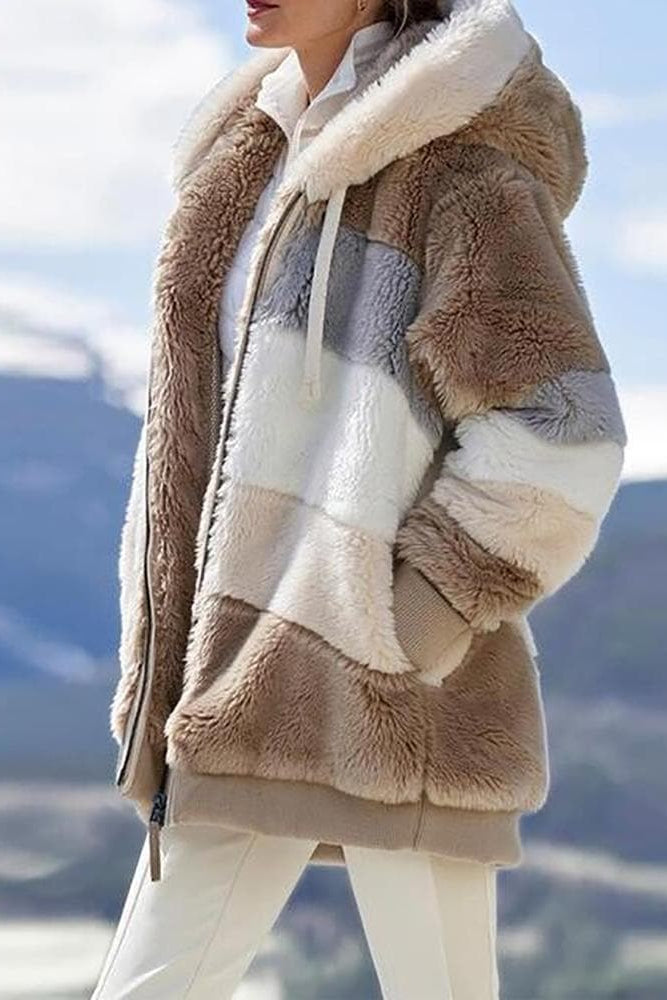 Color-Block Hooded Fleece Jacket