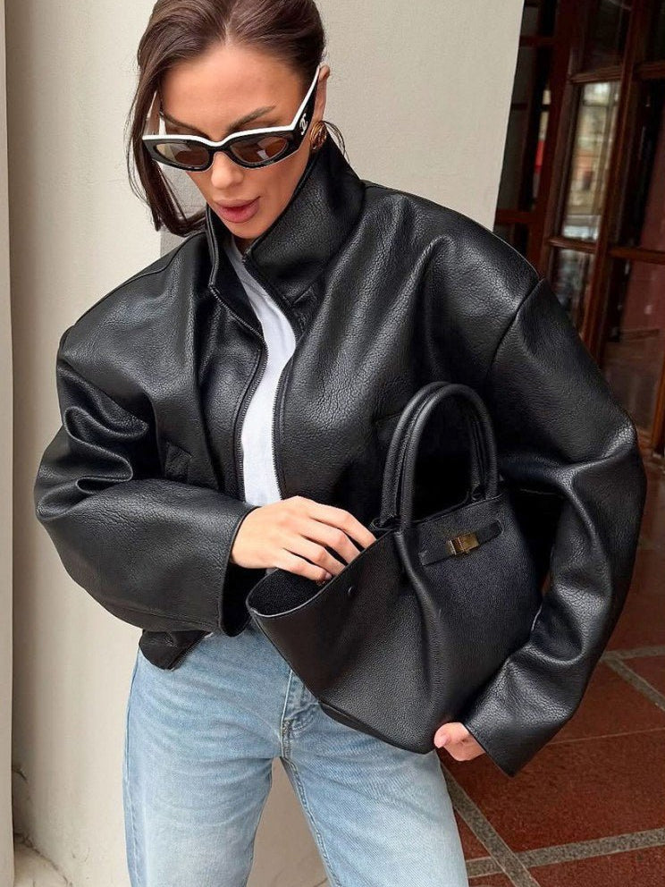 Faux Leather Luxe Oversized Jacket