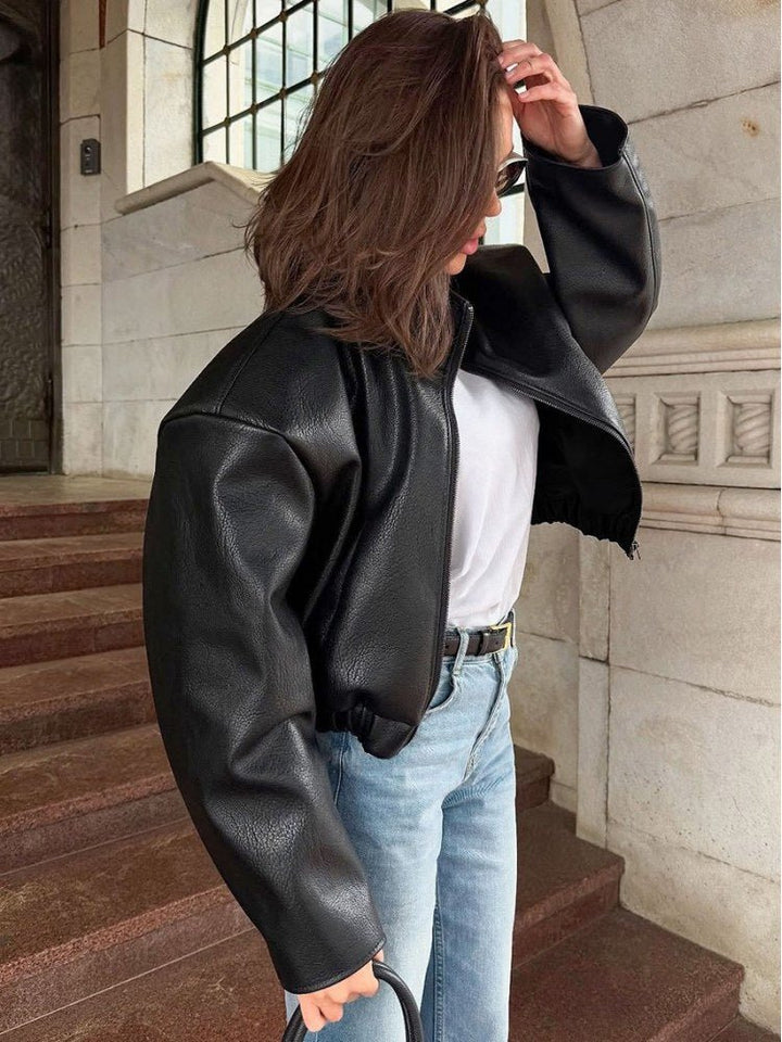 Faux Leather Luxe Oversized Jacket