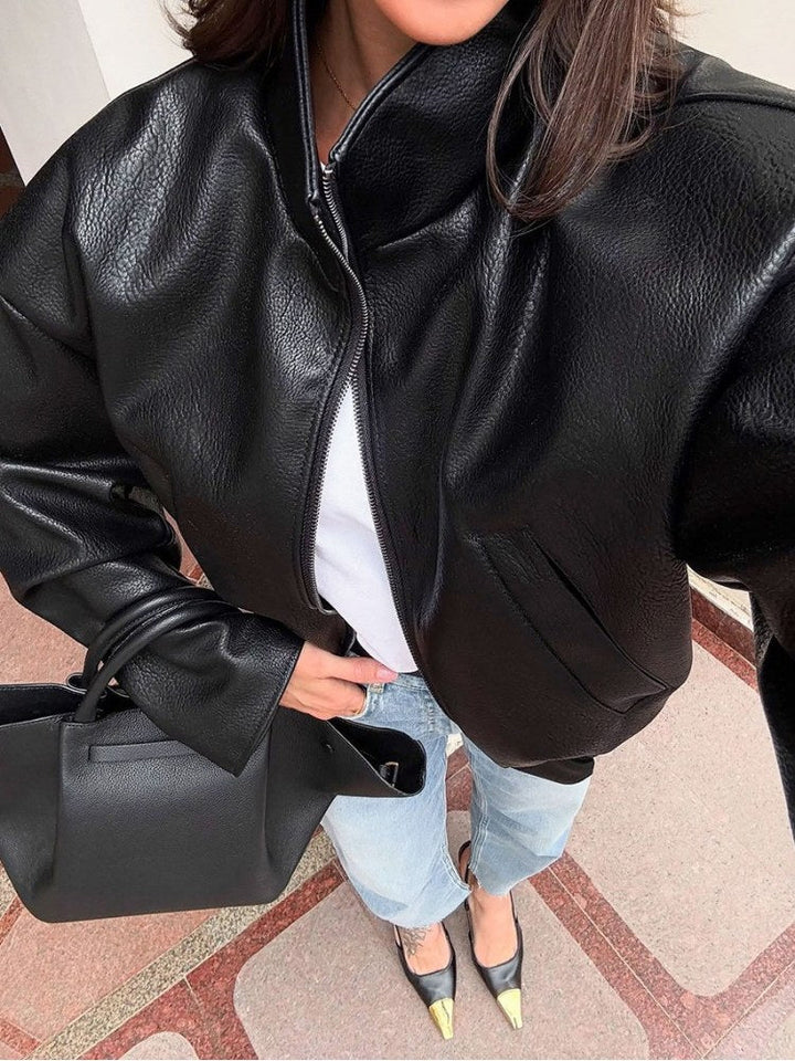 Faux Leather Luxe Oversized Jacket