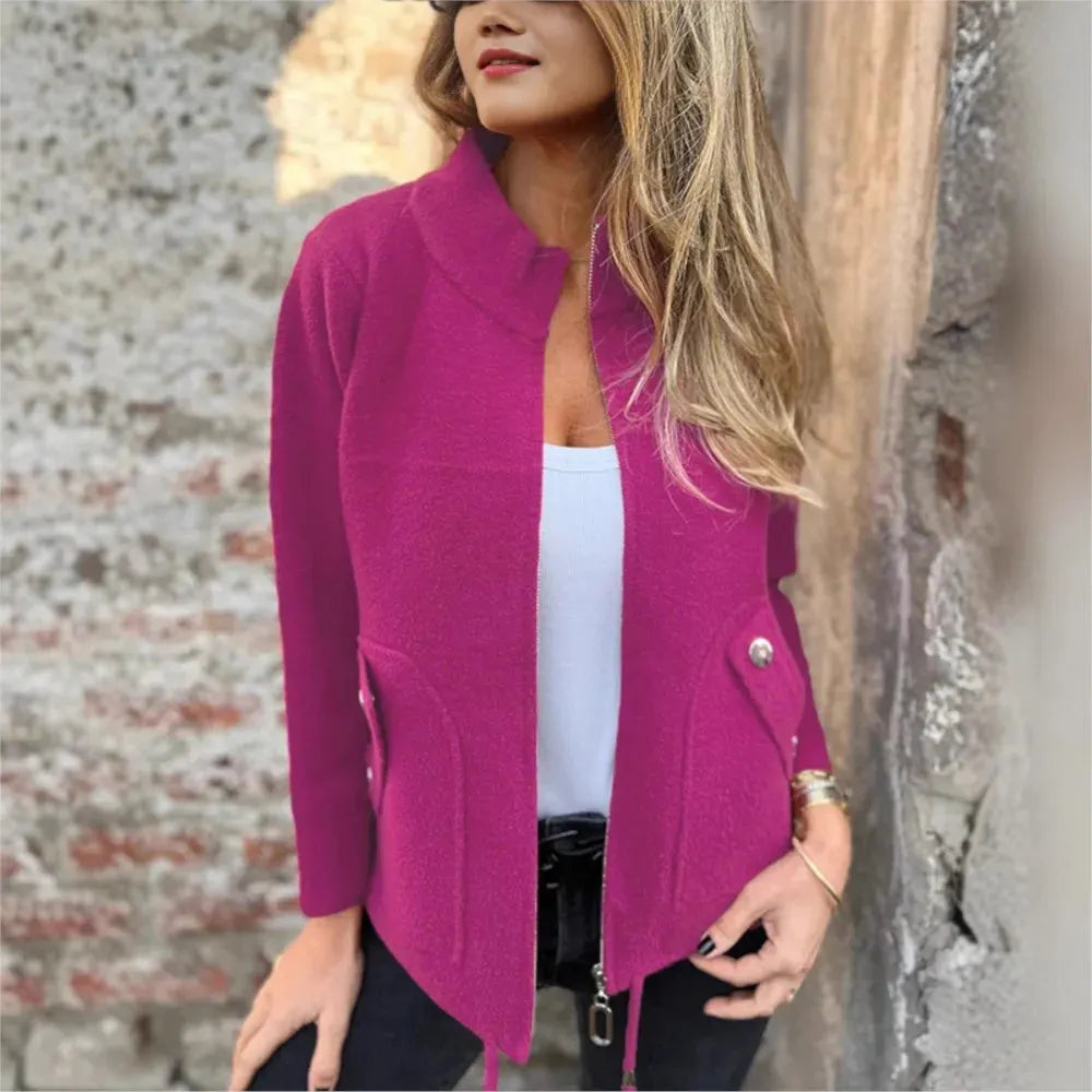 High Collar Zip-Up Jacket