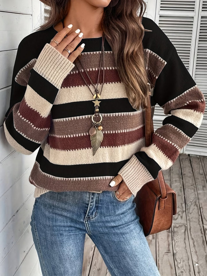Striped Crew Neck Knit Sweater