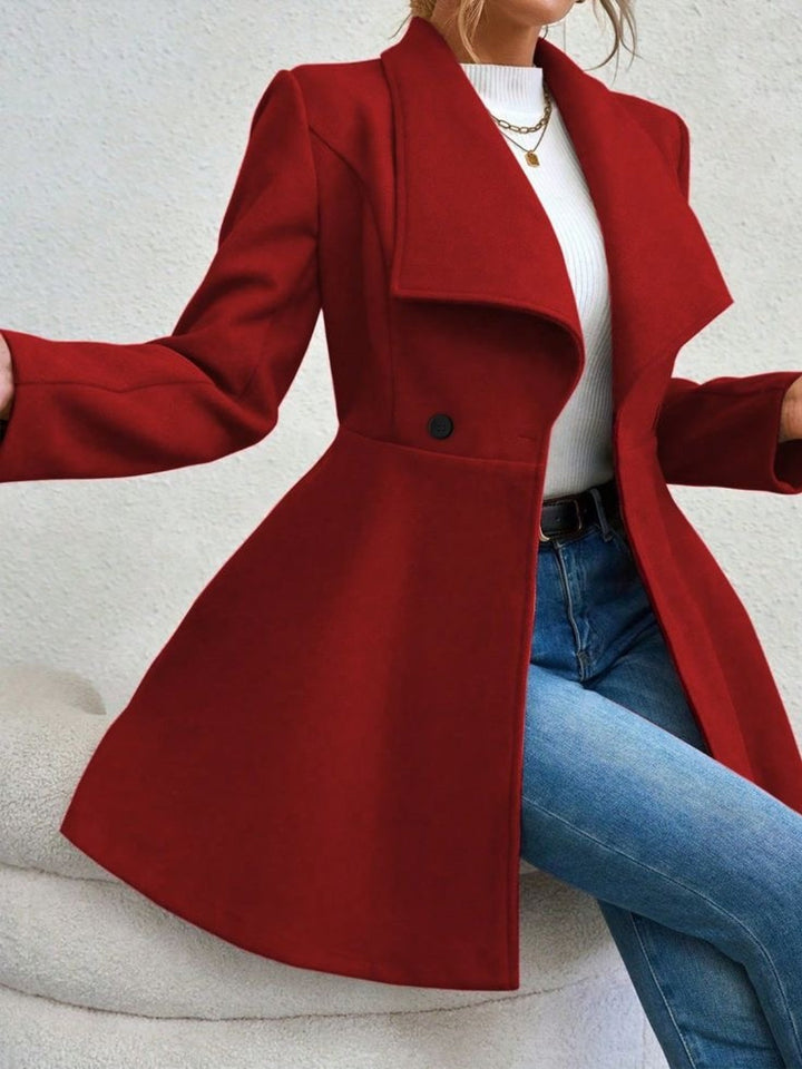 Collared Button-Up Long Sleeve Coat