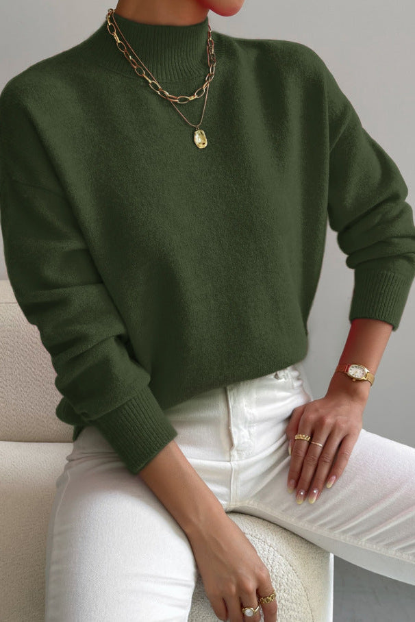 Mock Neck Soft Knit Sweater