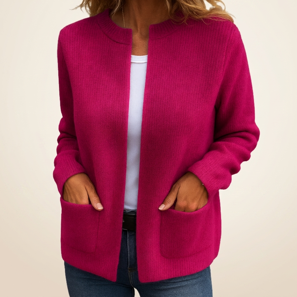 Zip-Up Knit Cardigan with Pockets