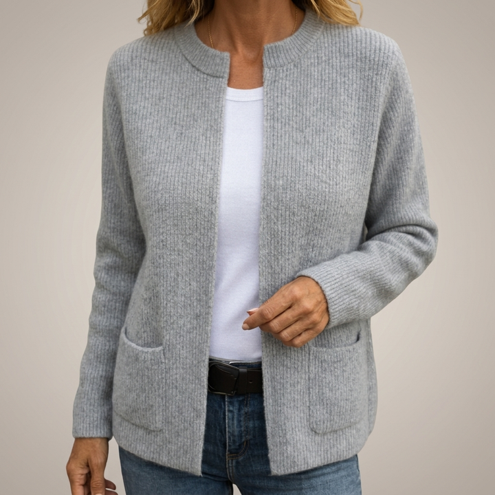 Zip-Up Knit Cardigan with Pockets