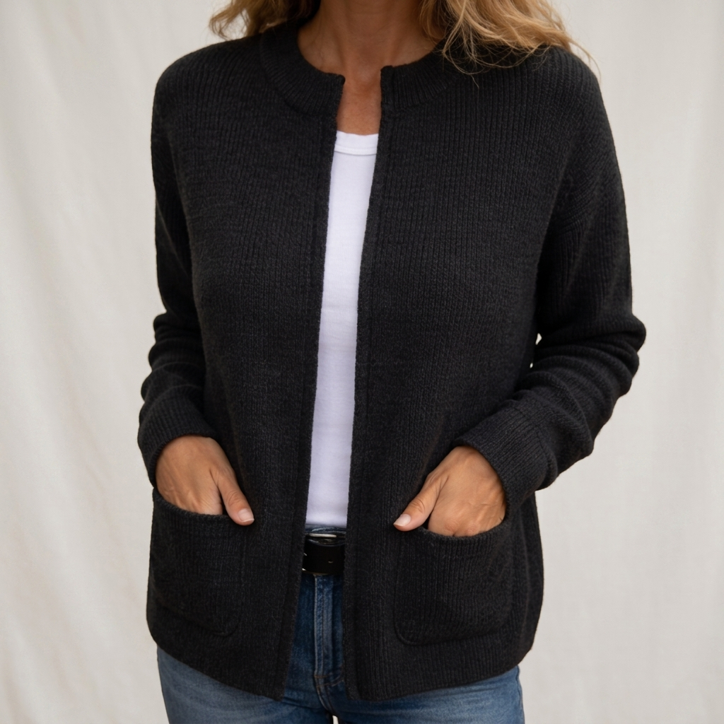Zip-Up Knit Cardigan with Pockets