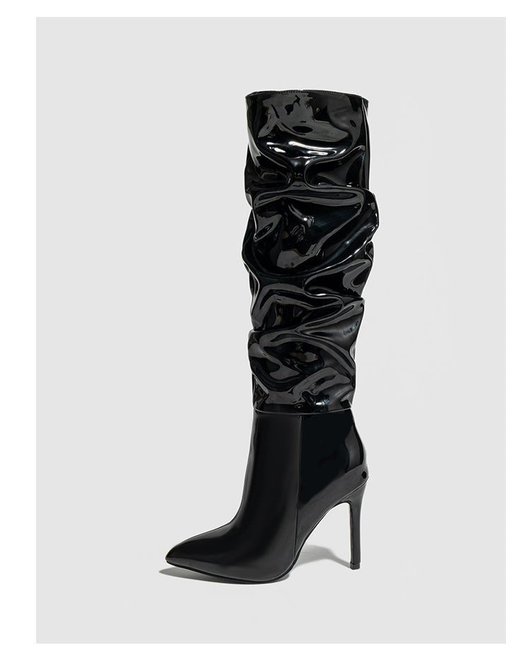 High-Shine Slouchy Knee-High Boots