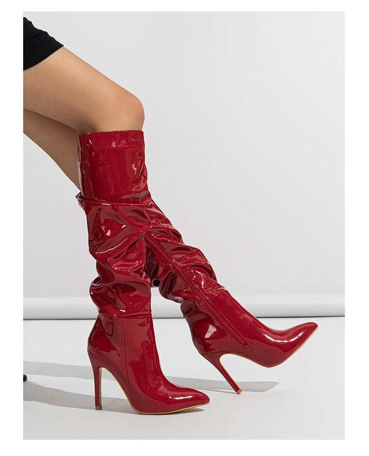 High-Shine Slouchy Knee-High Boots