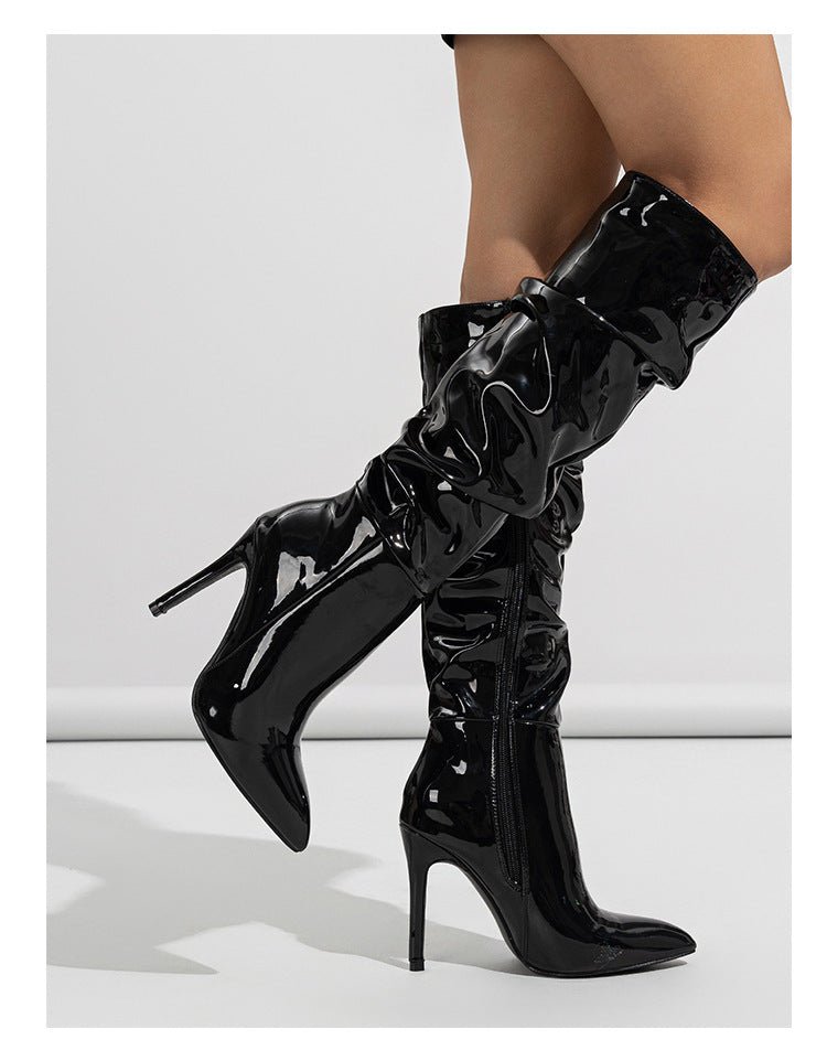 High-Shine Slouchy Knee-High Boots