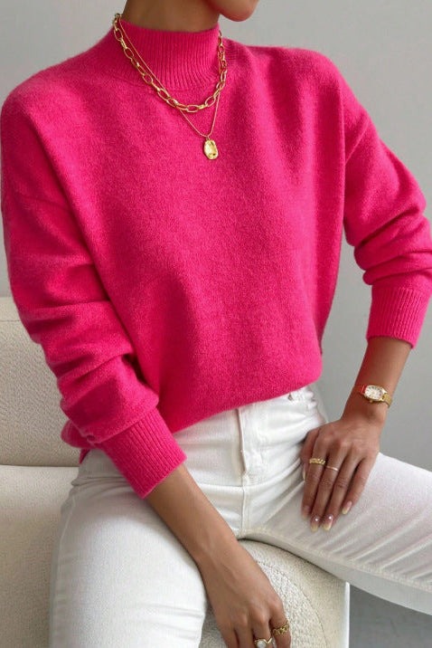 Mock Neck Soft Knit Sweater