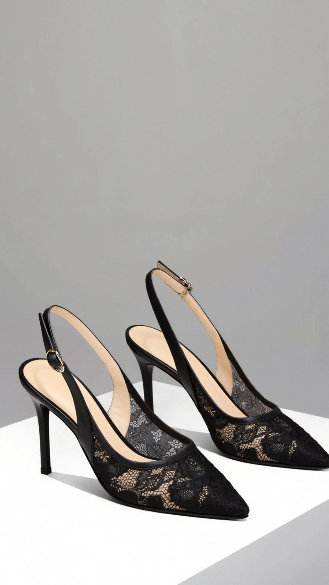 Elegant Lace Slingback Heels for Women