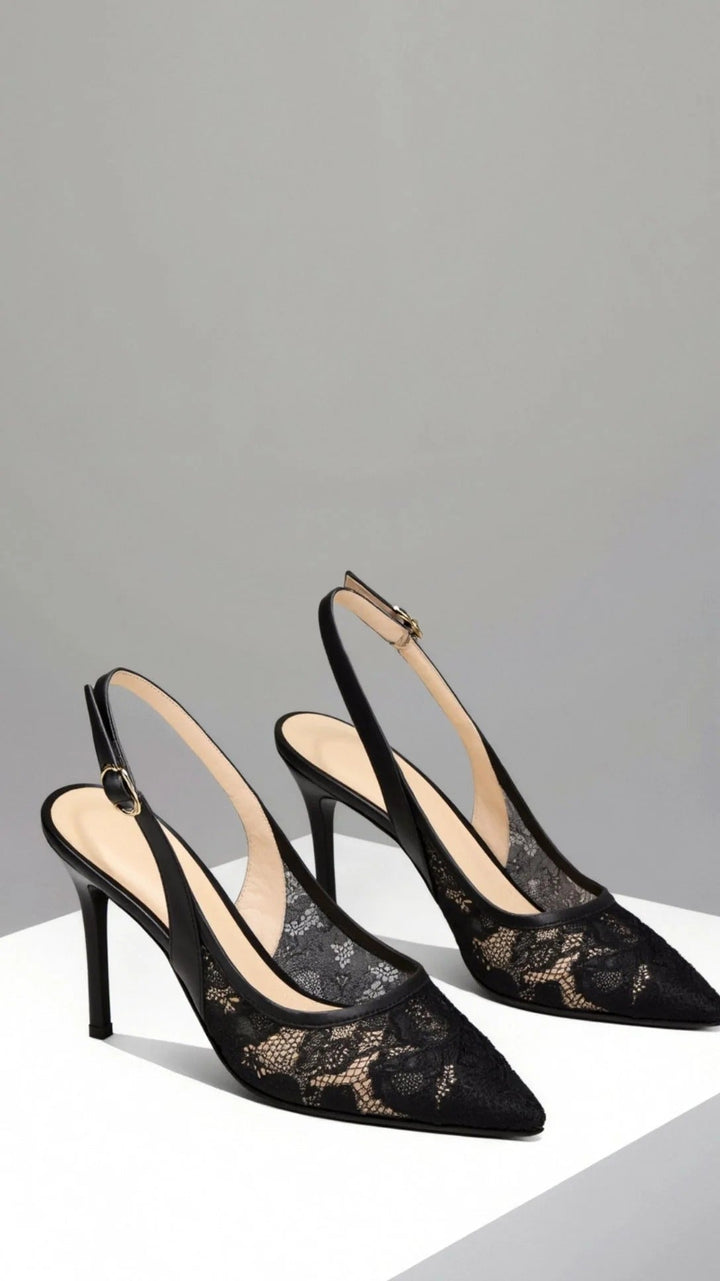 Elegant Lace Slingback Heels for Women