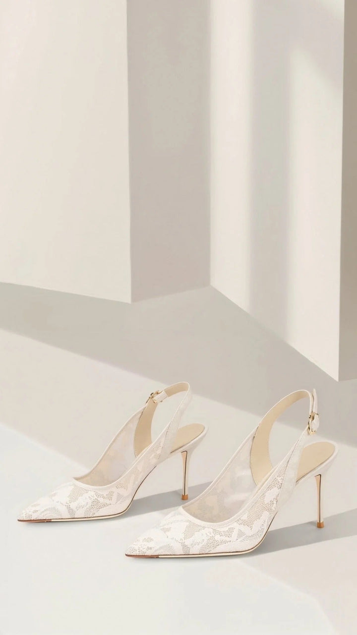 Elegant Lace Slingback Heels for Women