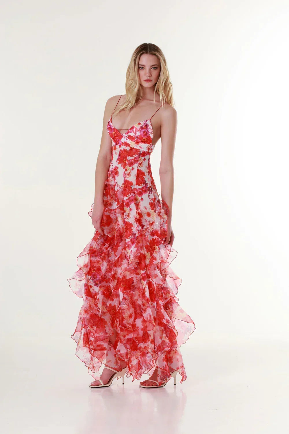 Colourful Floral Spaghetti Strap Maxi Dress