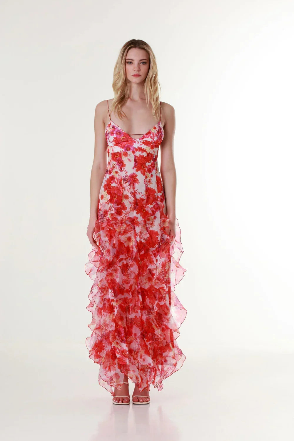 Colourful Floral Spaghetti Strap Maxi Dress