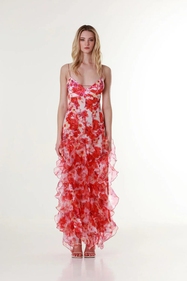 Colourful Floral Spaghetti Strap Maxi Dress