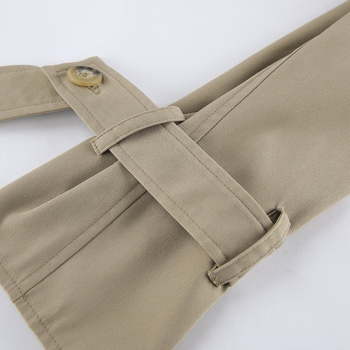 Cropped Khaki Trench Jacket