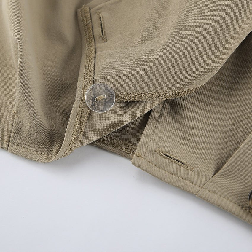 Cropped Khaki Trench Jacket