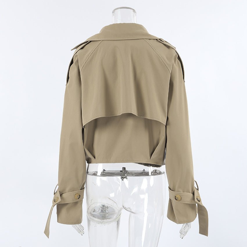Cropped Khaki Trench Jacket