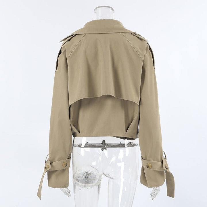 Cropped Khaki Trench Jacket