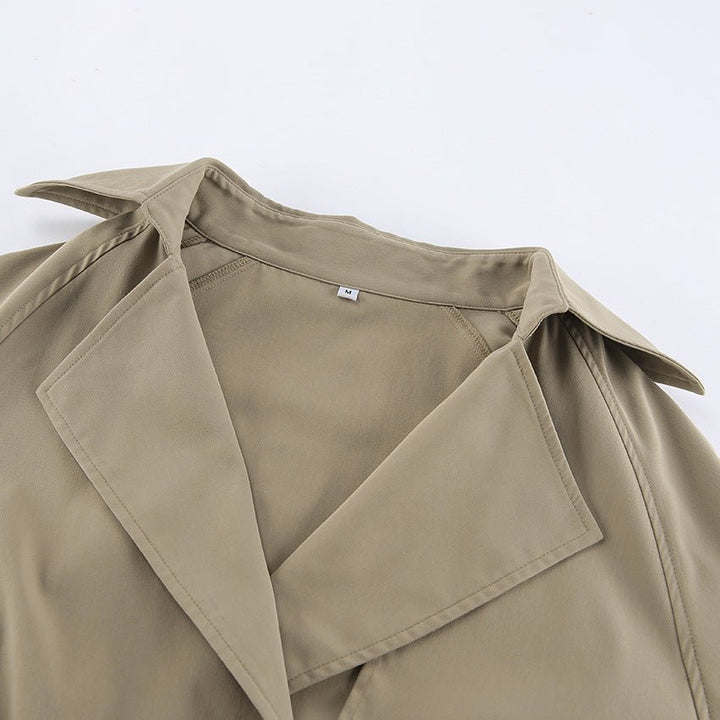 Cropped Khaki Trench Jacket