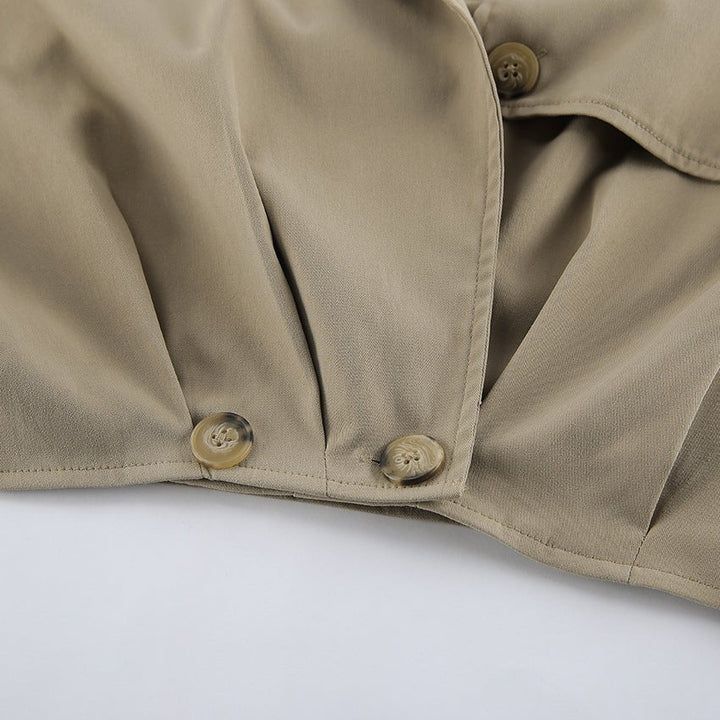 Cropped Khaki Trench Jacket
