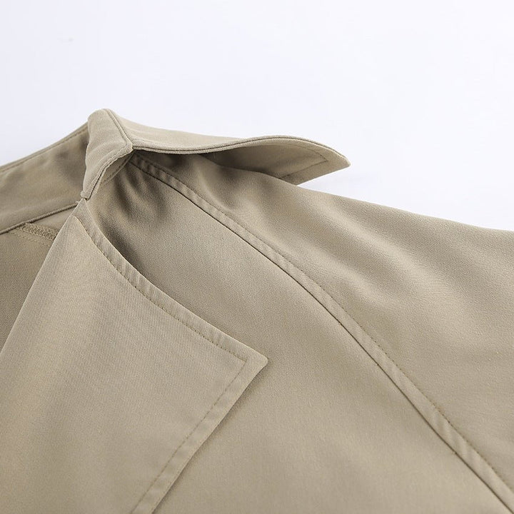 Cropped Khaki Trench Jacket