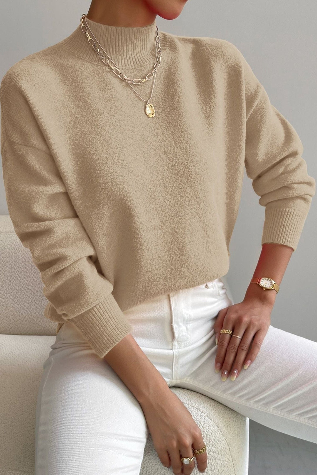 Mock Neck Soft Knit Sweater