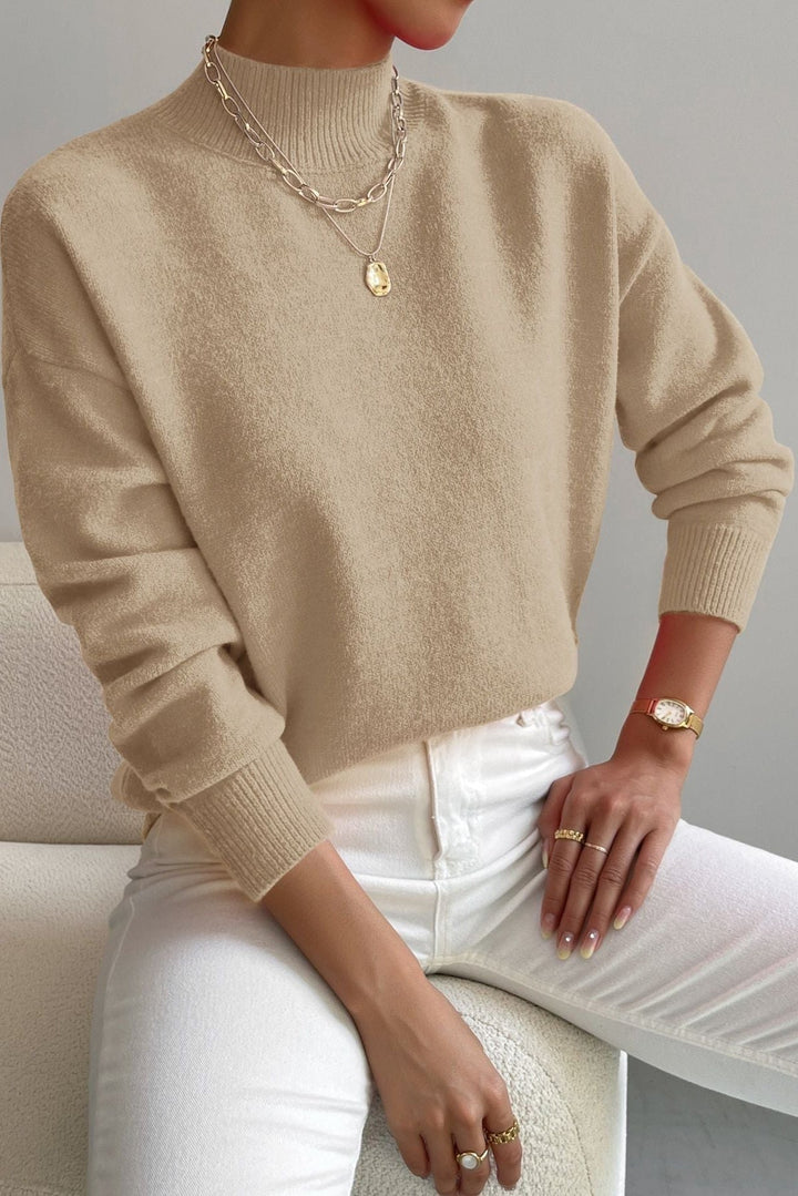 Mock Neck Soft Knit Sweater
