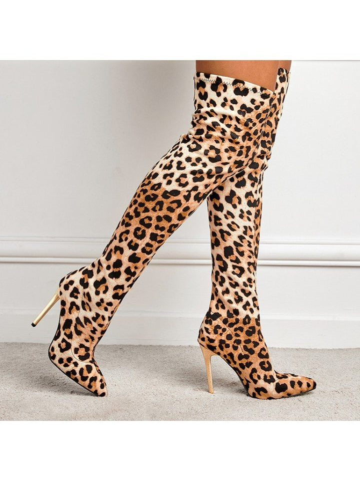 Leopard Suede Over-the-Knee Boots
