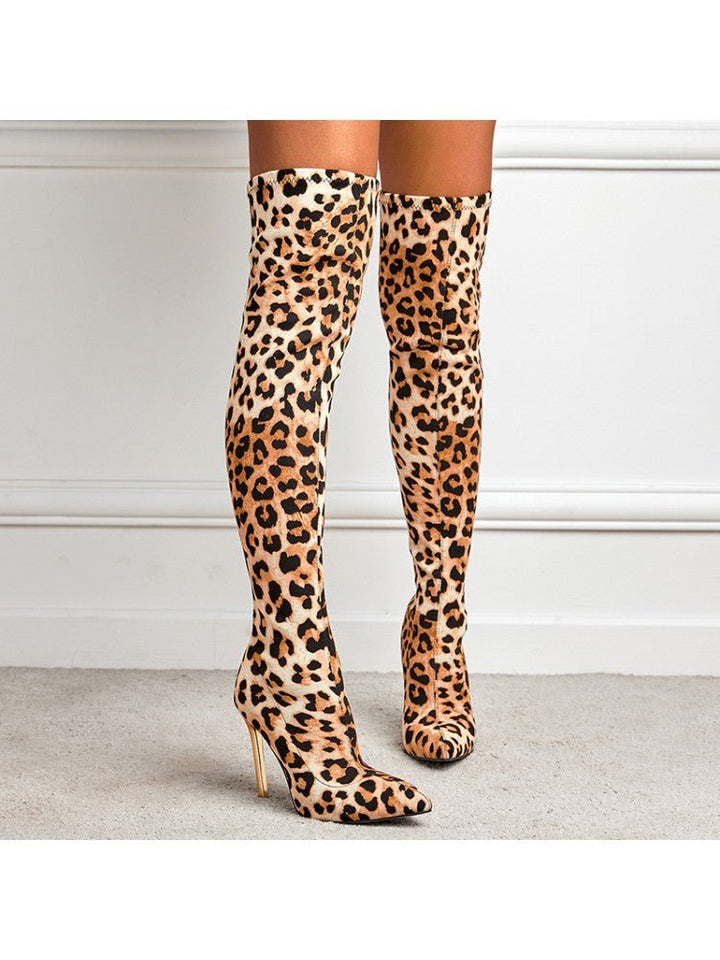 Leopard Suede Over-the-Knee Boots