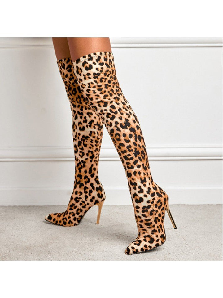 Leopard Suede Over-the-Knee Boots
