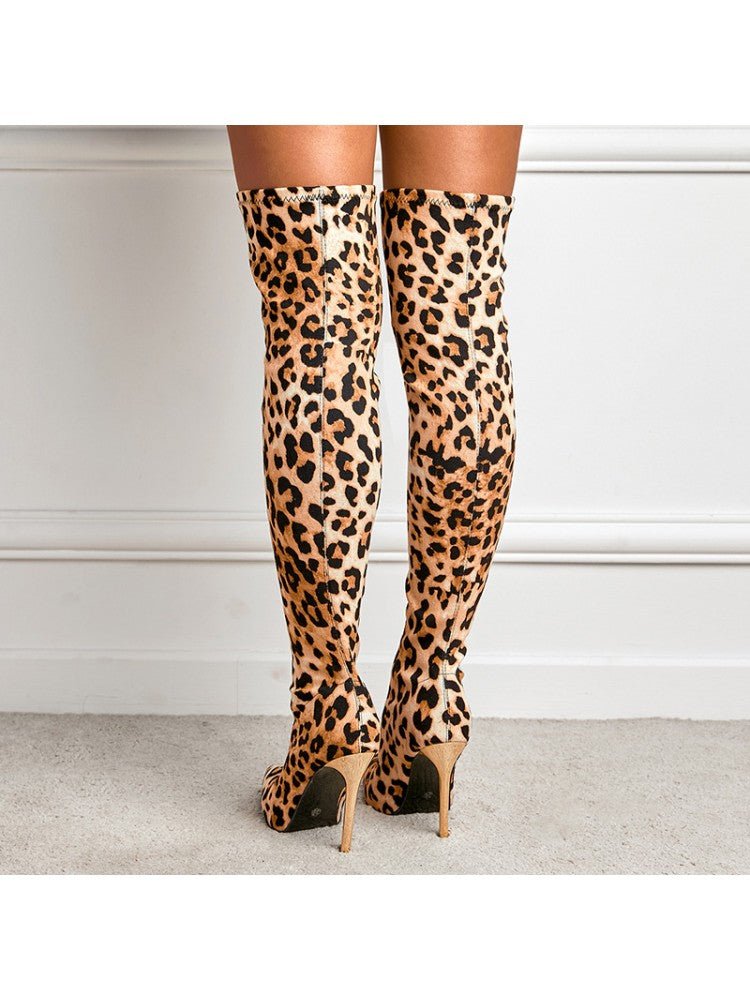 Leopard Suede Over-the-Knee Boots