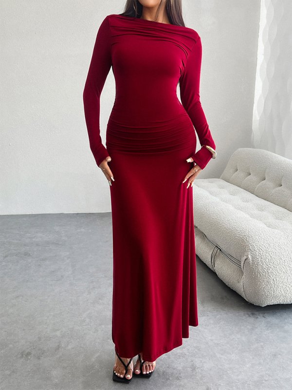 Long Sleeve Off Shoulder Midi Dress