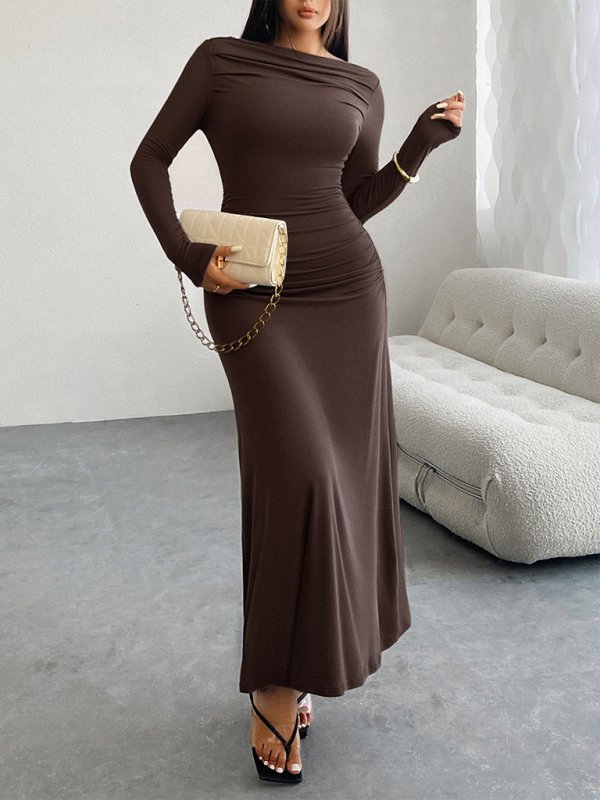 Long Sleeve Off Shoulder Midi Dress