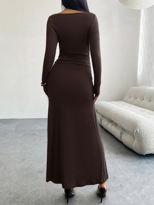 Long Sleeve Off Shoulder Midi Dress