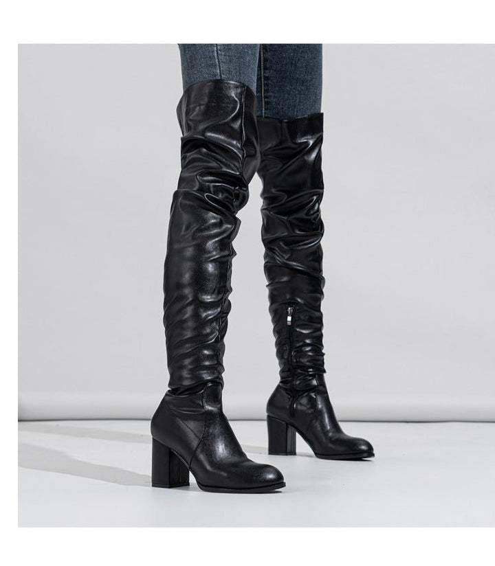 Luxe Over-the-Knee Block Heels Boots