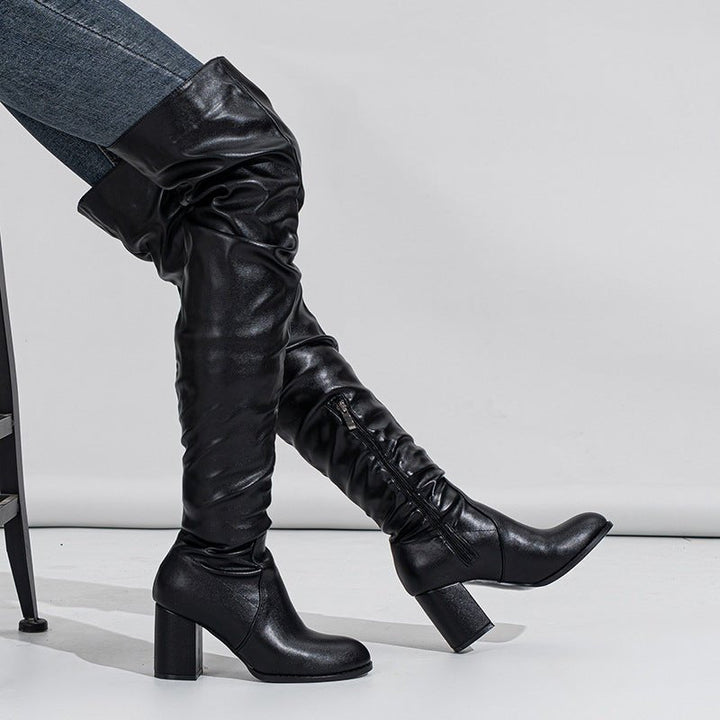 Luxe Over-the-Knee Block Heels Boots