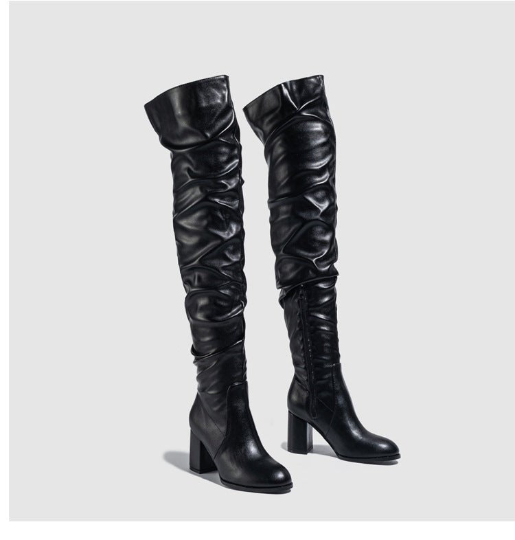 Luxe Over-the-Knee Block Heels Boots